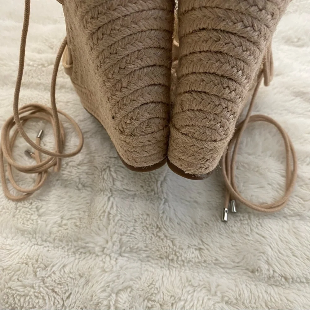 Jessica Simpson Cream Lace-Up Platform Wedge Espadrilles New Size 10